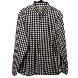 J Crew Buffalo Check Blue White Button Down Shirt Mens 16 - 16.5